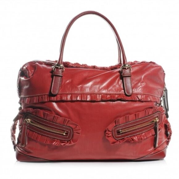 Gucci deep Red Sabrina Ruffle Boston Tote bag - Picture 1 of 16
